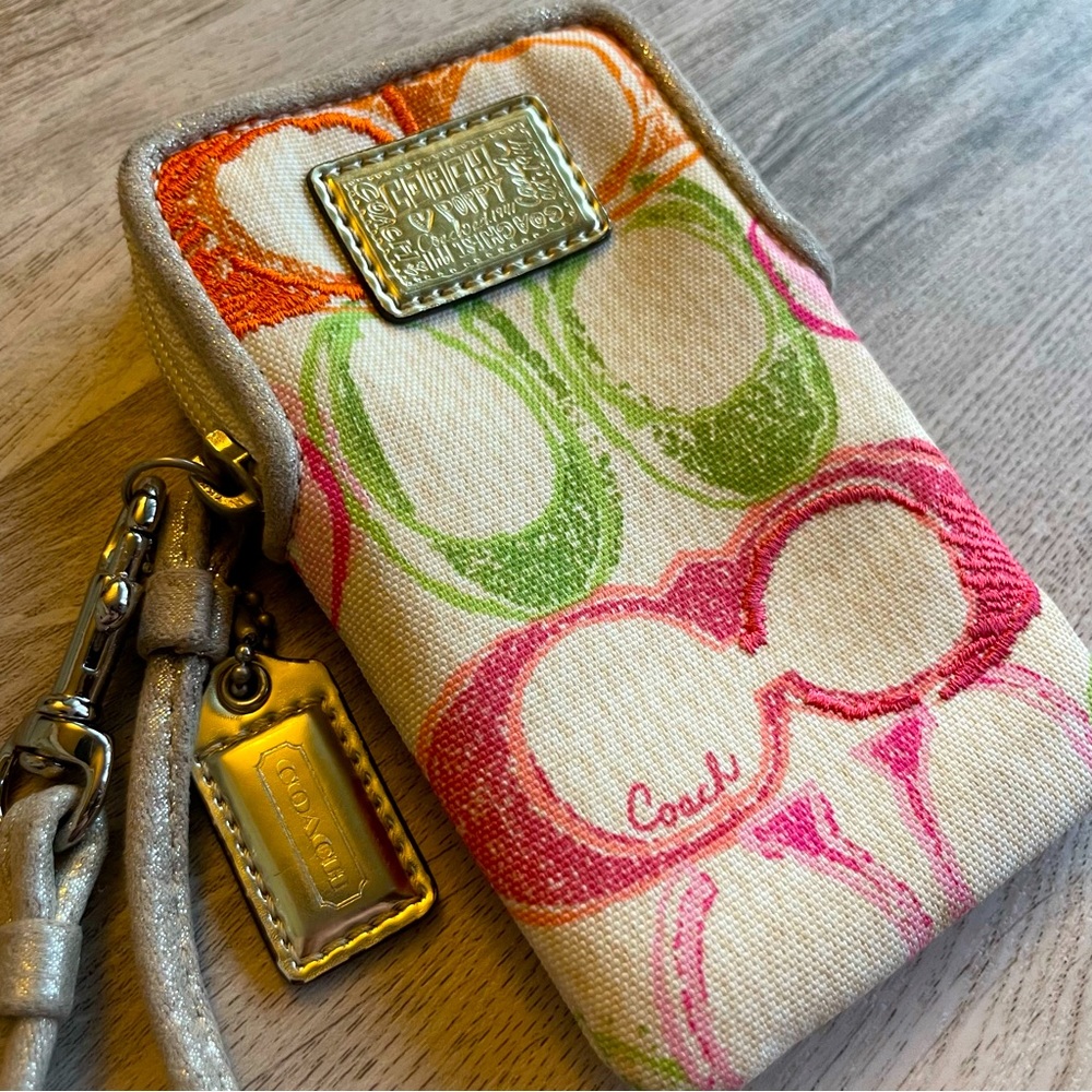 Coach Cell Phone Wristlet with Strap, Spring Colors